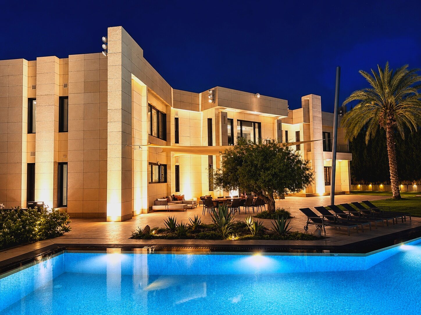 Facade at night